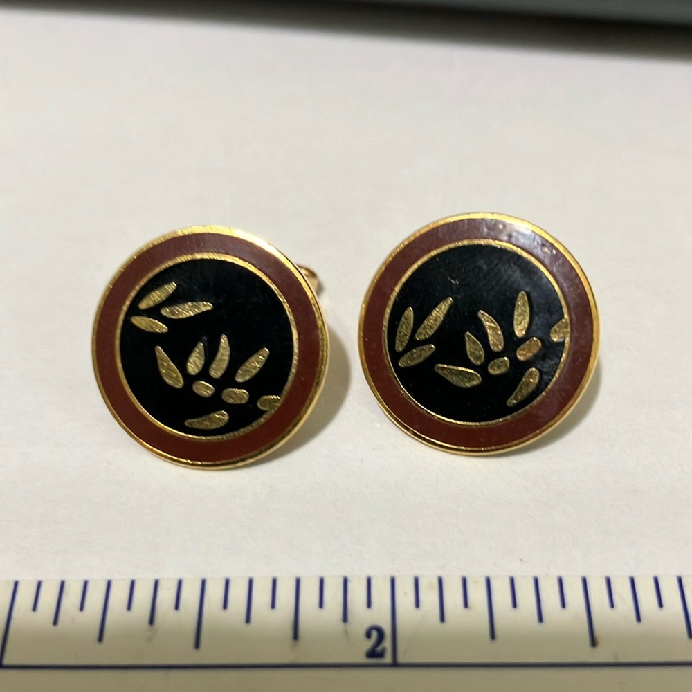 Laurel Burch Black and Gold Round Post Earrings